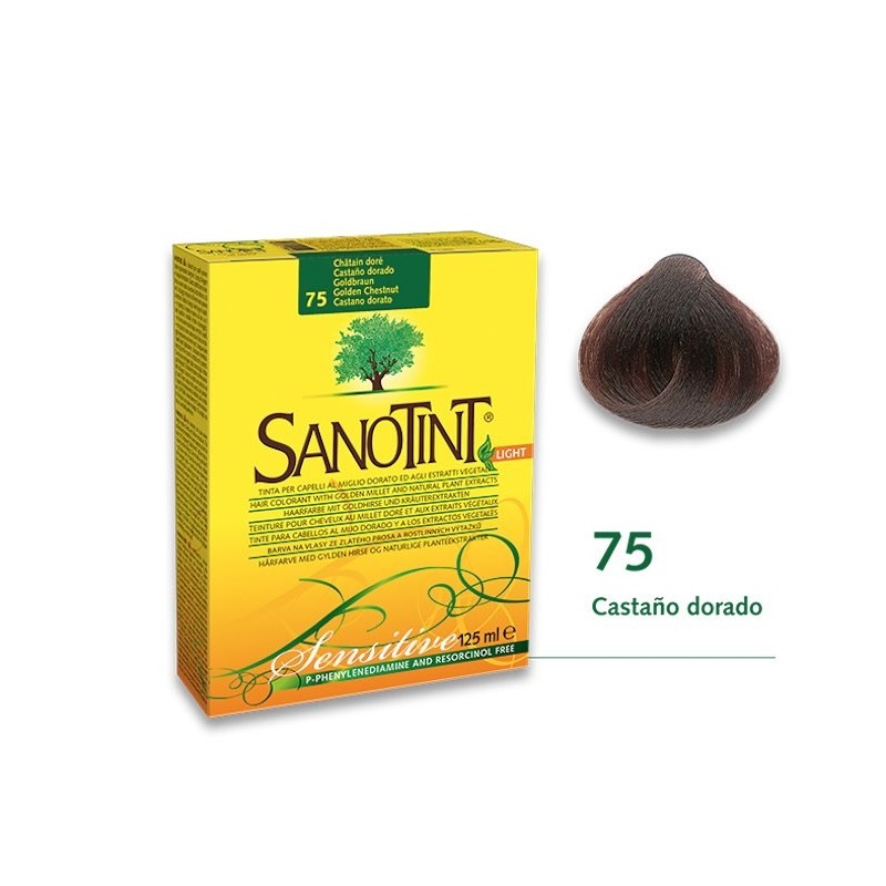 SANOTINT Tinte Sensitive 75 Castaño dorado | 125 ml. | Tinte Piel Sensible | Vitasanis