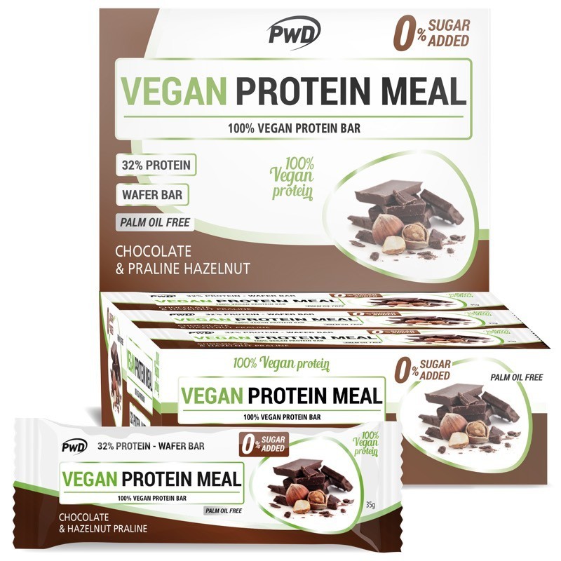 Vegan Protein Bar Chocolate con Praliné de Avellanas | PWD | 1 barrita de proteínas PWD | Vitasanis