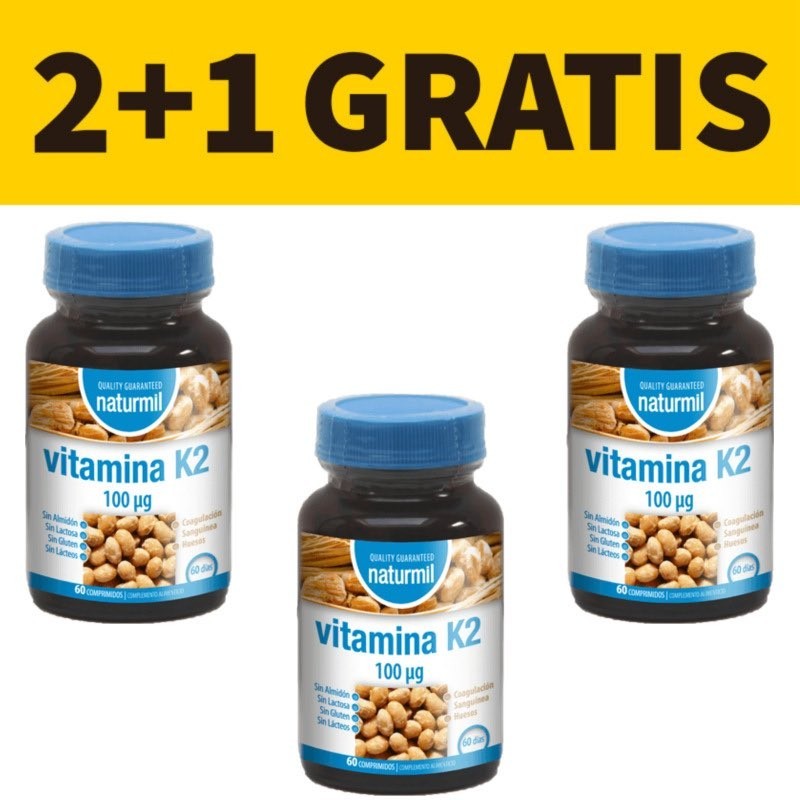 Vitamina K2 Naturmil | 60 Comprimidos | Pack 2+1 Gratis | Vitasanis
