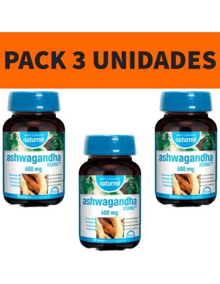 Ashwagandha Ksm-66 600 Mg. | Naturmil | Pack Ahorro 3 Unidades