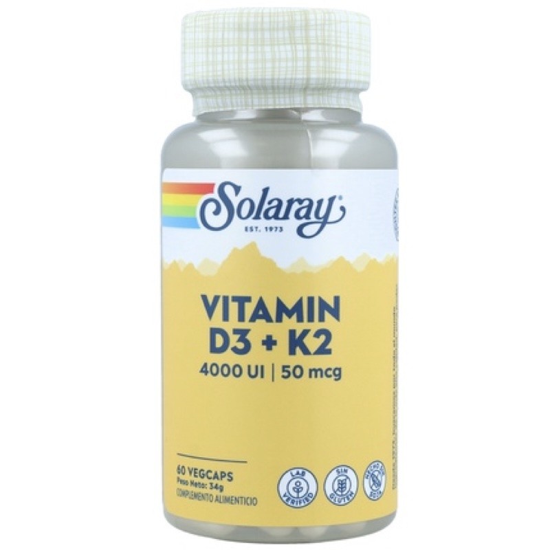 Vitamina D3+K2 4.000 UI 50 mcg. Solaray