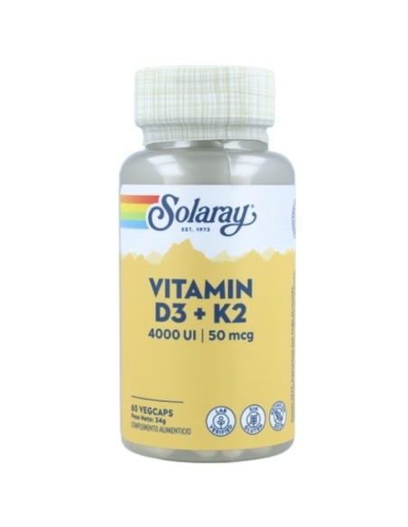 Vitamina D3+K2 4.000 UI 50 mcg. Solaray